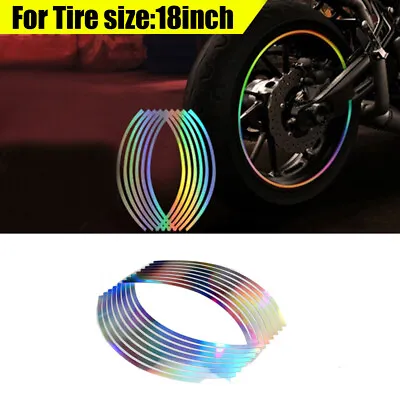 $14.52 • Buy 16 Strip Auto Car Wheel Sticker Reflective Rim Stripe Decal For 10-18 Inch Tire 