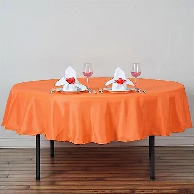 ORANGE 90  ROUND POLYESTER TABLECLOTH Wedding Party Reception Decorations Dinner • $8.70