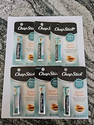 6 X ChapStick Sweet Papaya Lip Butter Balm Sticks 100% Natural 8 Hr Moisture New • $15.99