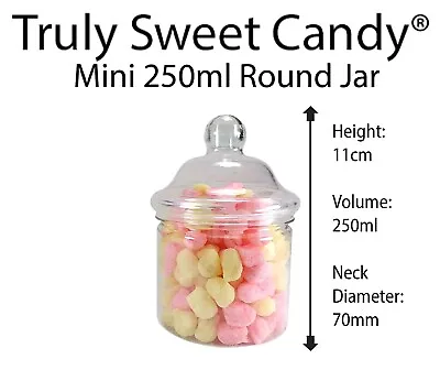 250ml Round Plastic Sweet Jars Favour Wedding Party Candy Cart Party YOU CHOOSE • £10.69