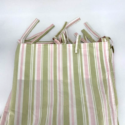 $24.95 • Buy Simply Shabby Chic Shower Curtain Green Pink Cabana Stripe Tie Top