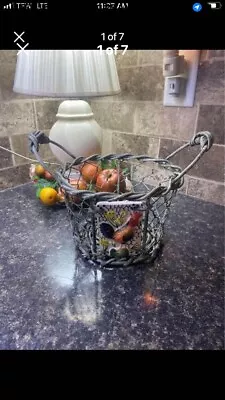 Vintage Chicken Wire And Braided Wood Chicken Basket • $12.41