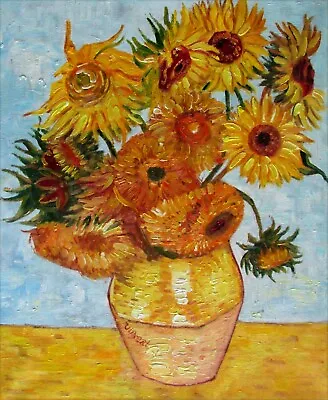 Van Gogh Sunflowers Repro Quality Hand Painted Oil Painting 20x24in • $89.95