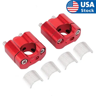 Motorcycle Handlebar Bar Clamps Mounts Risers 7/8  To 1 1/8  Adaptor Red New • $19.99