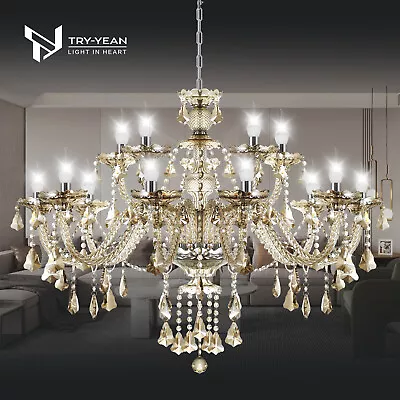 4-15 Lights Crystal Chandelier Modern Ceiling Pendant Lamp Home Fixture Lighting • $205.99