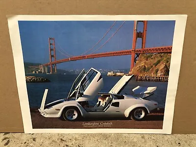 Vintage Lamborghini Countach & Golden Gate Bridge Famous Poster 1980's 17.5x23 • $30