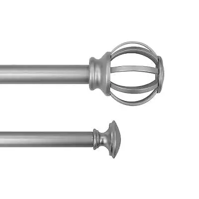 5/8  & 3/4  Metal Cage Double Curtain Rod 30-84  Satin Nickel • $22.48