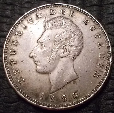 Ecuador 1888 Un (One Or 1) Sucre 25g .900 Silver Coin Heaton Birmingham Minted • $179