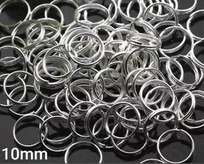 Split Rings Keyrings 10mm Light Silver Key Chain Blanks Links Fishing 10-150pcs • £4.99