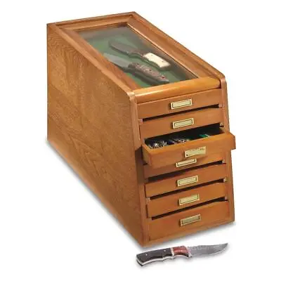 7 Drawer Collectors Cabinet Solid Wood Knives Display Case Coins Watches Medals • £125.18