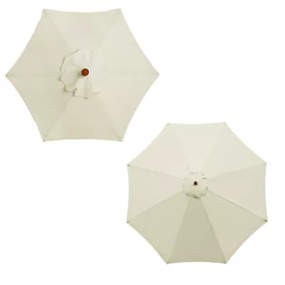 Replacement Fabric Parasol Garden Canopy 2m 2.7m 3m Cover 6 Or 8 Arm Cream Patio • £7.98