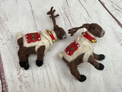 £8.99 • Buy M&S Christmas 2x Reindeer Felt Hanging Tree Decoration