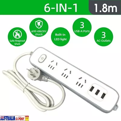 3 Way Power Outlets Socket 3 USB Charging Board Charger Ports Surge Protector • $16.14