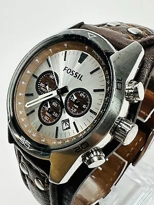 Working Fossil Coachman Chronograph Cuff Leather Men's Watch CH2565 R1 • $66.30