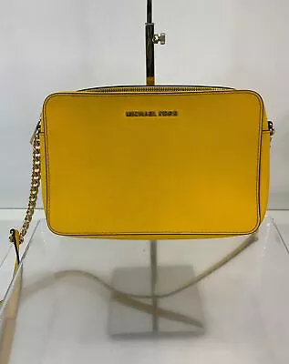 MICHAEL Michael Kors Yellow Textured Leather Chain Link Crossbody Bag • $21.50