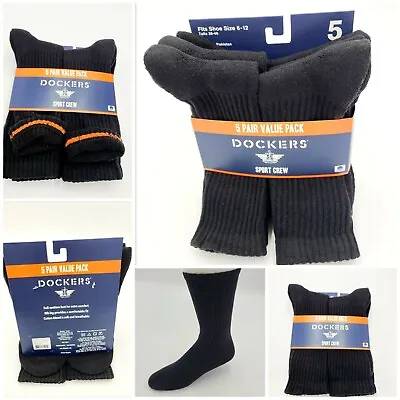 Dockers Men 5-Pk Cotton Blend Cushion Comfort Performance Sport Crew Socks 6-12 • $21.99