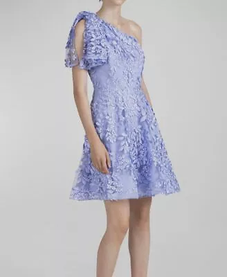 $525 Shoshanna Women's Purple Floral One-Shoulder Draped Bow Dress Size 10 • $168.38