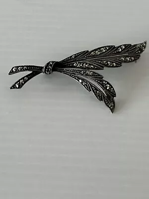 Vintage 935 Argentium Silver & Marcasite Brooch • $29.99