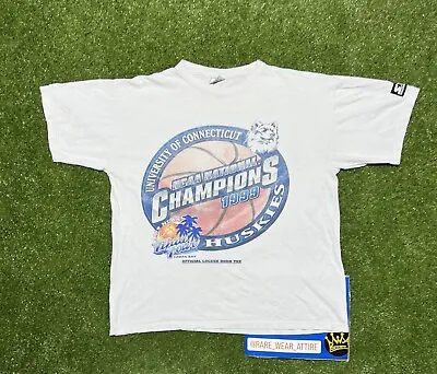 1999 Starter UCONN Huskies NCAA Basketball Final Four Champions T Shirt 7446 L • $20