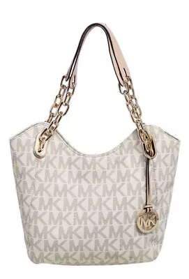 Michael Kors Jet Set Vanilla Lilly MK Logo Shoulder Bag Handbag Tote Purse • $40