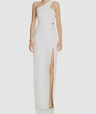 $165 Aidan Mattox Women's White One Shoulder Cutout Formal Gown Dress Size 0 • $46.38