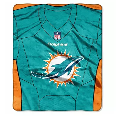 Miami Dolphins Jersey Design 50  By 60  Plush Raschel Throw Blanket - NFL • $29.99