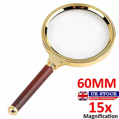 15X 60mm Magnifying Glass Loupe Handheld Magnifier Reading Jewelry Aid Big Large • £3.55