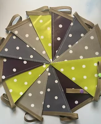 Handmade Oilcloth Bunting - Garden/Home - Dotty - 3 Meters Double Sided • £23.50