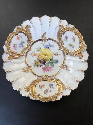 Vintage Early 20th Century Meissen Hand Painted Gilded Porcelain Bowl 9 In. • $99