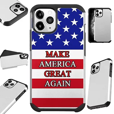 Fusion Case For IPhone 12/Mini/Pro Max Phone Cover MAKE AMERICA GREAT AGAIN FLAG • $13.50