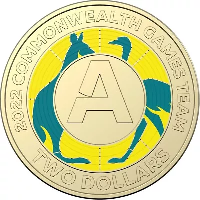 2022 $2 Commonwealth Games Team Australian Coloured Two Dollar Coin  A  CIRC • $5.91