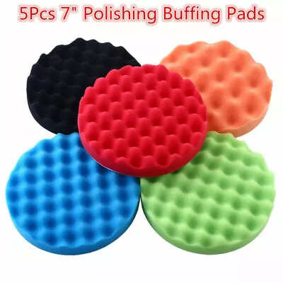 5Pcs 7  180mm Sponge Waffle Polishing Buffer Pad Foam Kit Tool For Car Polisher • $14.36