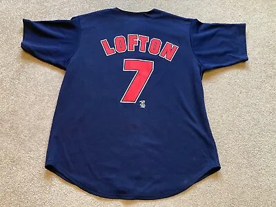 Kenny Lofton Jersey Cleveland Indians #7 Large Navy 90s Vintage MLB Baseball • $22.50