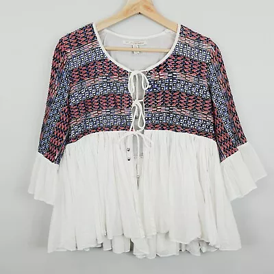 [ ZARA TRF ] Womens Ecru Ethnic Embroidered Beaded Jacket | Size M Or AU 12 • $48.57