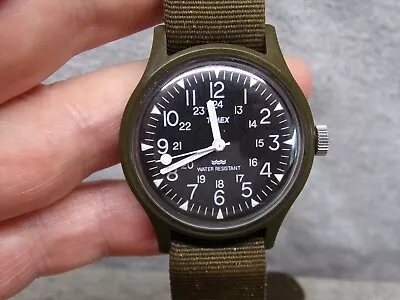 Men's Vintage TIMEX Mechanical Military Field Watch - Works Great! • $21.50