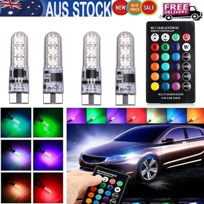 12X Canbus LED T10 Remote W5W Wedge RGB Color Car Interior Light Bulbs 6SMD SMD • $7.59