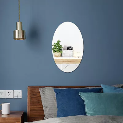 10 15 20 30cm Make Up Acrylic Mirror Tiles Wall-Mounted Bedroom Round/Elliptic • $3.14