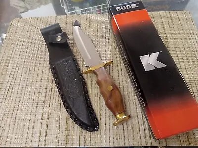 BUDK The Mountain Man Knife BK2945 Wood Handle Black Sheath 10  NEW OPEN BOX • $40