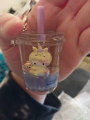 Tsunameez HELLO KITTY UNICORN 3D Liquid Glitter Boba Tea Shaped Keychain Charm • $12.99