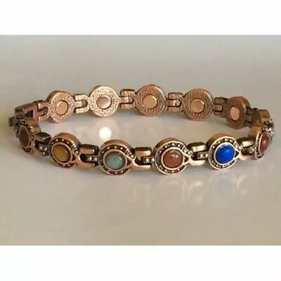 Copper Magnetic Link Colorful Stone Bracelet  Arthritis Pain Relieve Horseshoe • $15.75