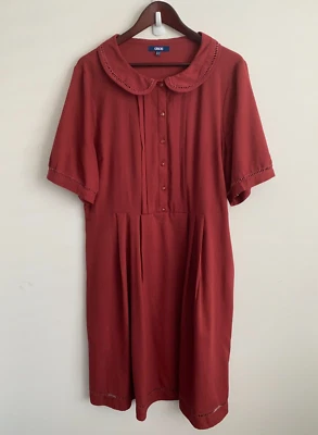 $20.29 • Buy Asos Dress Womens Plus Sz 20 Red Buttons Short Sleeve Collared Zip Comfy Flowy