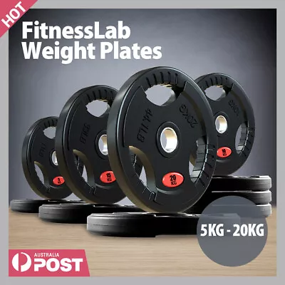 FitnessLab Rubber Olympic Weight Plates Lifting Bumper Fitness Home Gym Crossfit • $85