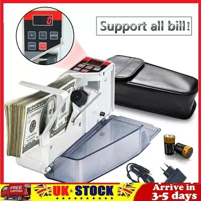 Handheld Cash Counting Machine LED Display Mini Handy Money Counter With Bracket • £38.79
