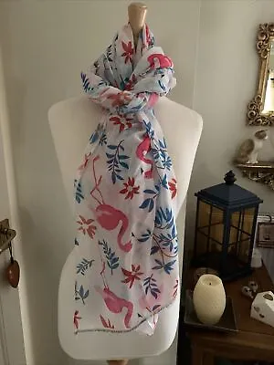 £3.50 • Buy Ladies Flamingo Scarf White Lovely Brand New MSH MISS SHORTHAIR LABEL