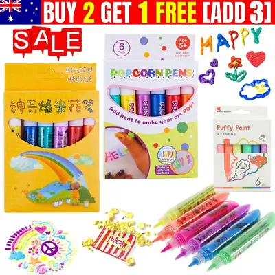 Magic Puffy 3D Art Pens -Ink Puffs Up Like Popcorn Just Use Hairdryer DIY Gift • $3.96