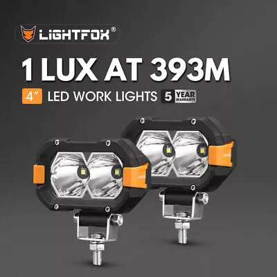 Lightfox Pair 4inch Osram LED Work Light Bar Pods Fog Driving Lamp Reverse 4x4 • $86.95