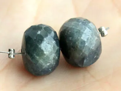 $13.49 • Buy 9.5mm. Natural Blue Sapphire Faceted Rondelle Gemstone Beads Matching Pair
