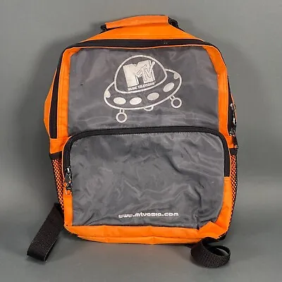 Vintage Super Rare 90s 00s Aughts MTV Asia UFO Logo Orange Zippered Backpack • $128