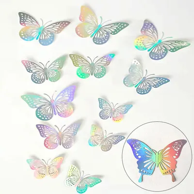 $2.74 • Buy 12PCS 3D Laser Butterfly Wall Stickers Room DIY Decals Self-adhesive Art Decor