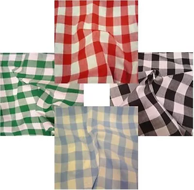Gingham Poly Cotton Check Table Cloth Cover  Red Orange Green Blue Many Colours • £8.49